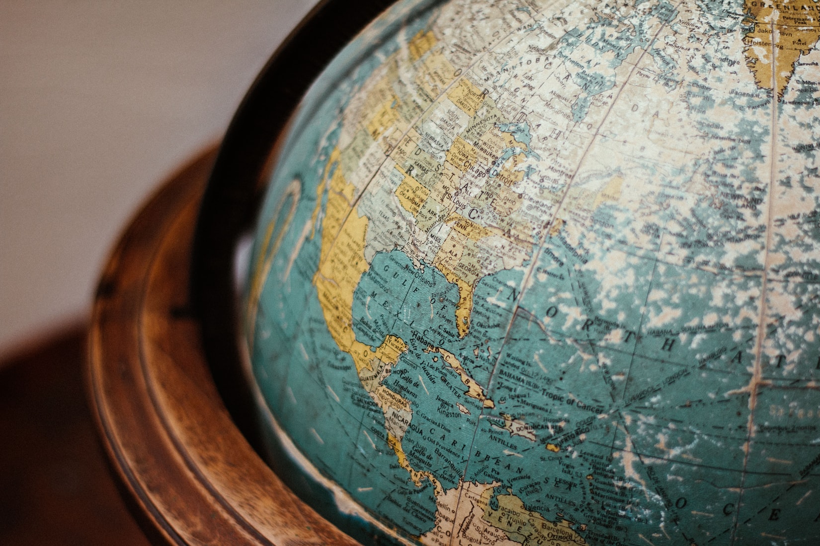Globus Das Bild zeigt einen Globus, auf dem Teile von Nord- und Mittelamerika zu sehen sind